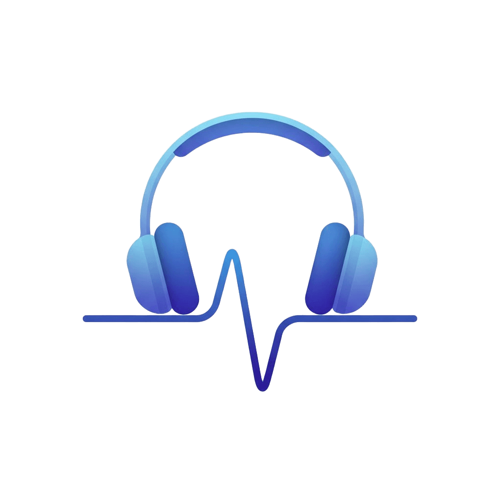Illustration of headphones and a notched frequency curve