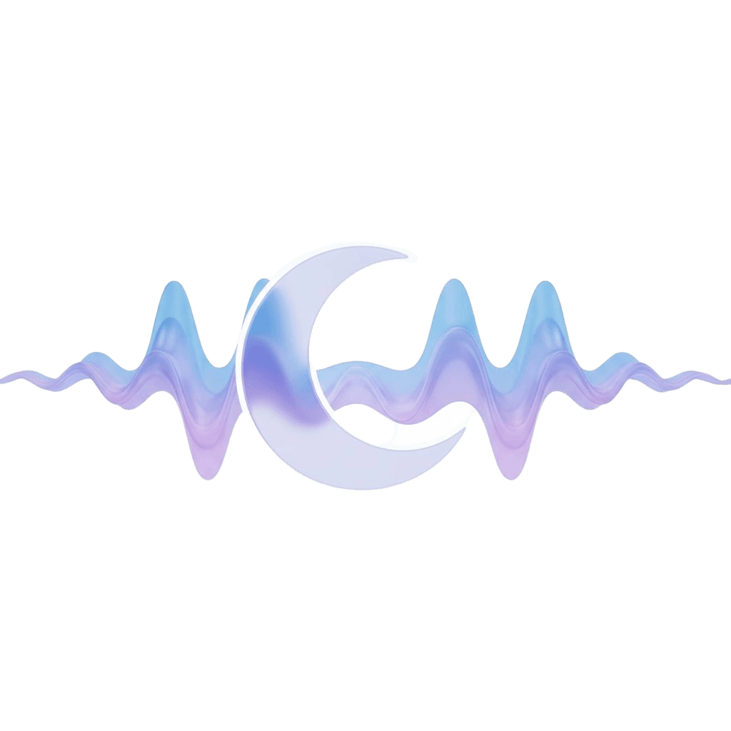 Illustration of a moon with calming sound waves